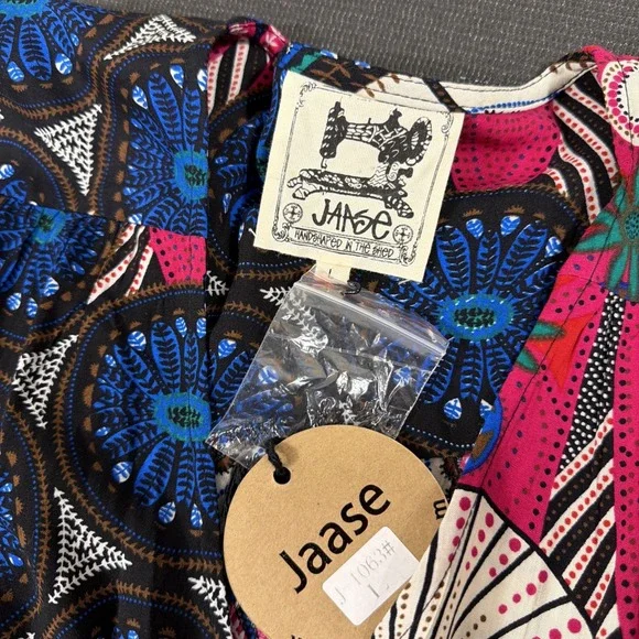 New Jaase Dress Size L Boheme Eternity Midi Multicolour Floral Rayon Full Button - Picture 2 of 6